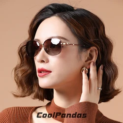 Óculos de sol feminino com lente polarizada gradiente CoolPandas, design luxuoso feminino, elegante, UV400, novo estilo, 2022