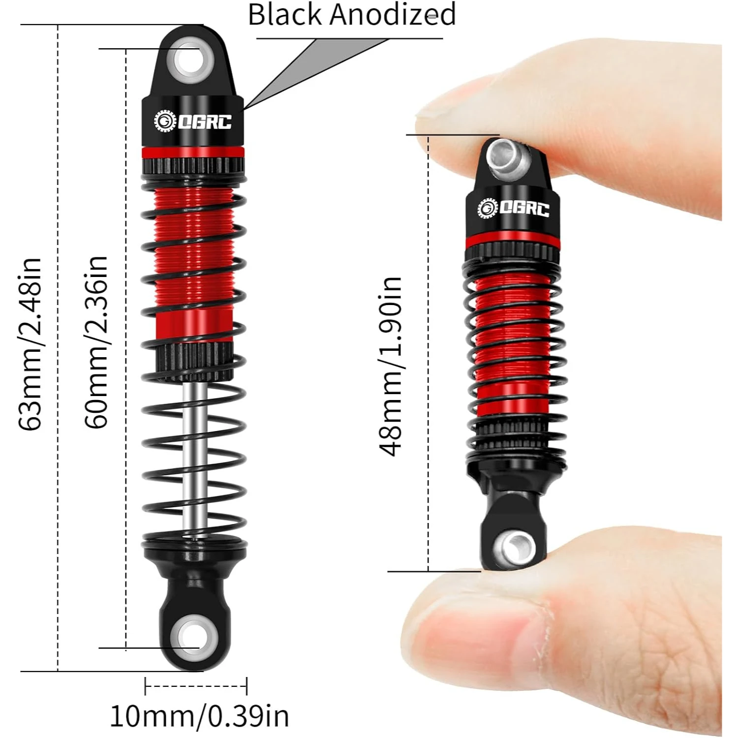 OGRC 60mm Oil Shock Absorbers Threaded Damper Threaded Shock Absorber for TRX4M 1/18 RC Crawler Car Parts Replace