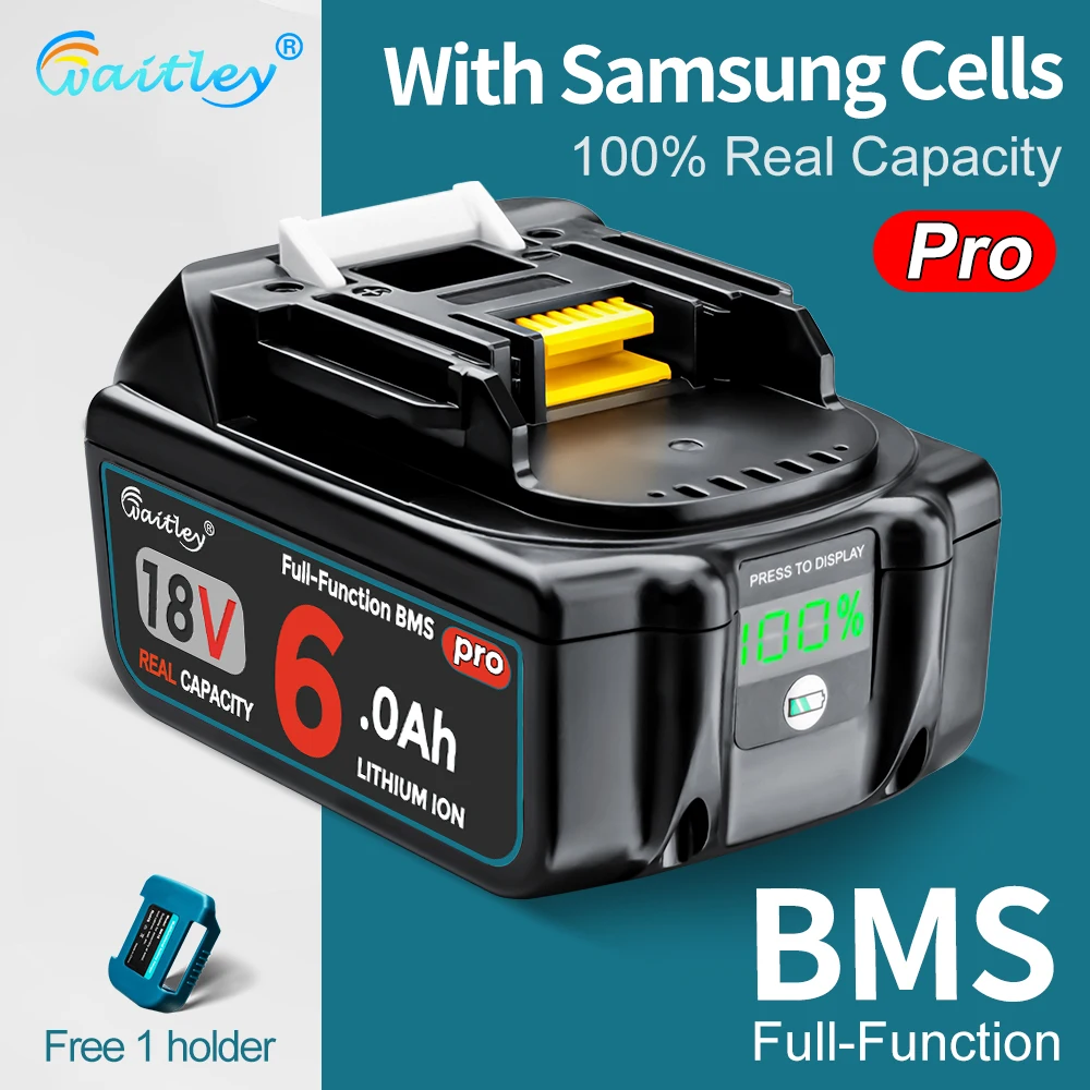 Waitley Battery Pro para herramientas eléctricas Makita de 18 V, baterías recargables con celdas Samsung/accesorios de repuesto BL1860.