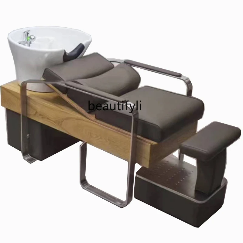 

Half-Lying Shampoo Chair Barber Shop for Hair Salon Ceramic Basin High-End Hair Salon with Energy-Saving Water Heater