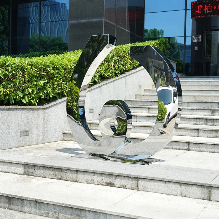 #￥Customizable Luxury Modern Polished Mirror 1.5M 1.7M W Wordart Metal Crafts Outdoor Garden Decor Stainless Steel 3D Abstract