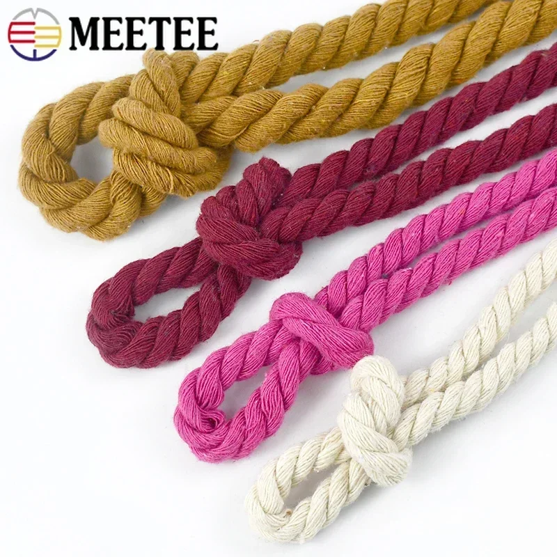 5Meters 5-20mm Colored Cotton Rope 3 Shares Twisted Cord DIY Decoration Macrame Ropes for Bag Braided Cords Sewing Accessories