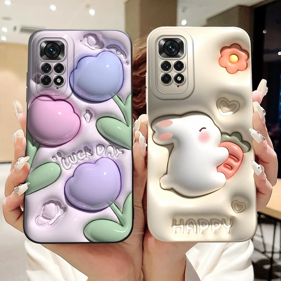 Lens Protective Cover For Xiaomi Redmi Note 11 4G / Note 11s 4G / Note11 Pro 4G Lovely Printing Soft Silicon Phone Cases