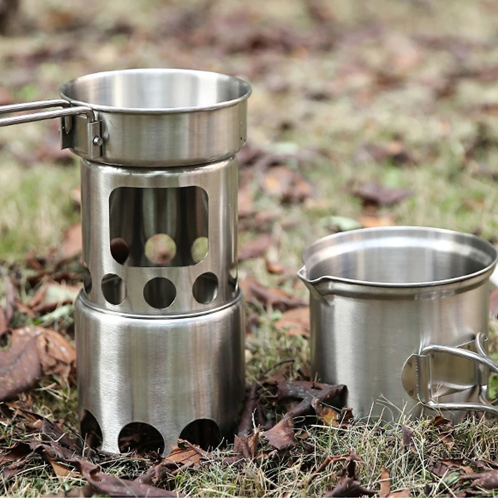 Silver Alcohol Stove Set For Outdoor Adventures And Cooking Stainless Steel Stove Set Camping Scales As Shown