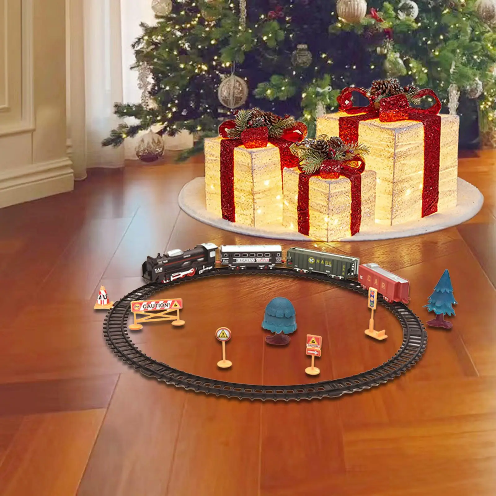 Electric Train Track Playset with Lights Development Toy Motor Activity Toy and