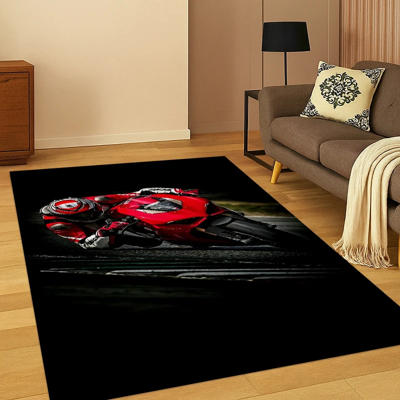 3D D-Ducati Racing Car Moto Carpet Rug for Bedroom Living Room Sofa Playroom Doormat Home Decor,Kid Area Rug Non-slip