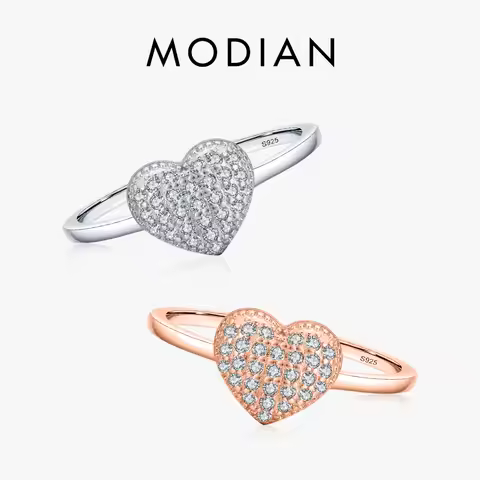 MODIAN Genuine 925 Sterling Silver Delicate Heart Cluster Ring With Dazzling Zirconia For Women Fine Jewelry Valentine Day Gift