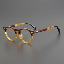 Niche handmade glasses frame retro literary pear-shaped round frame optical prescription myopia glasses for men and women