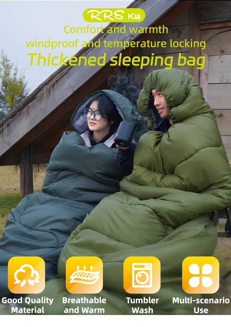 1,8/2,4/3 kg verdickter und verbreiterter Winterschlafsack -5 ℃ -15 ℃ Kältebeständiger, wasserdichter und warmer Outdoor-Schlafsack aus Baumwolle – Detail 4