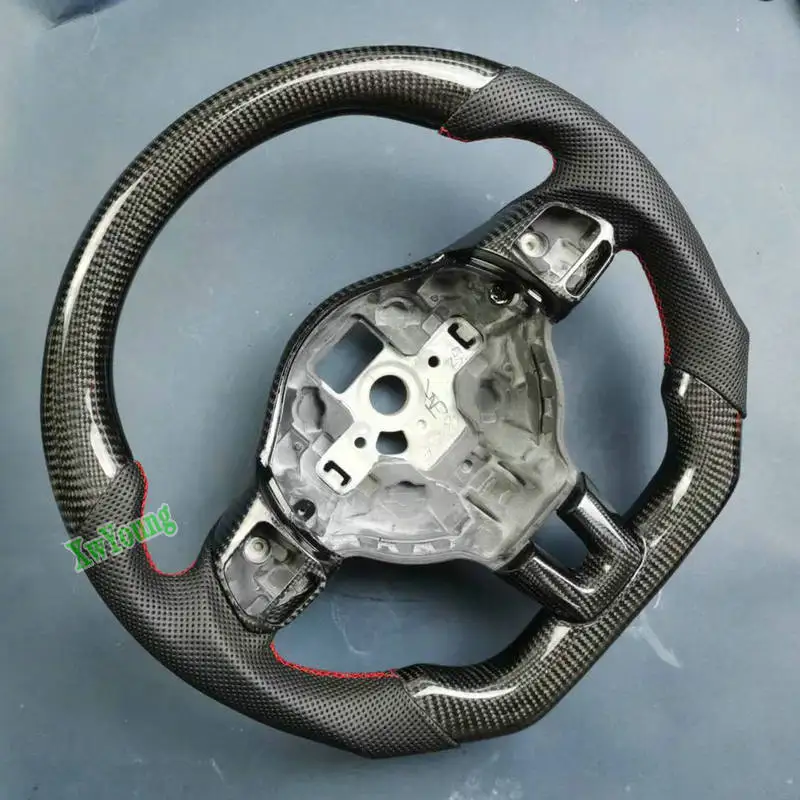 For VW Volkswagen Scirocco Golf 6 GTI R GTD Passat (With Paddle Shifter Holes) 100% Real Carbon Fiber Car Steering Wheel