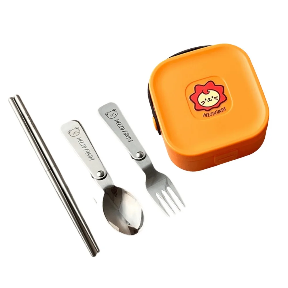 

3/4Pcs Reusable Foldable Dinnerware Set Rust-proof Foldable Spoon Fork Mini Folding Cutlery Set Durable with Cutlery Box