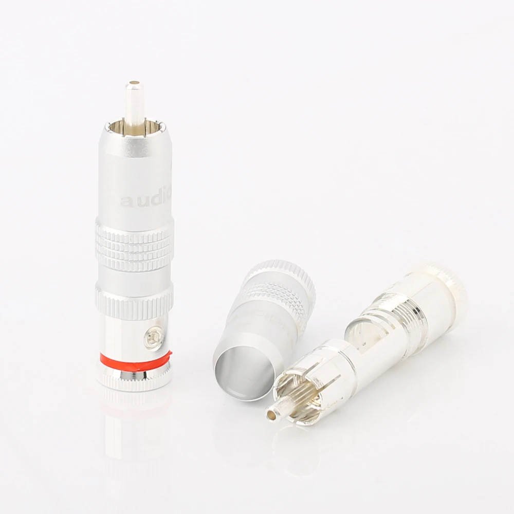 

4PCS Audiocrast Pure Silver Plated RCA Audio Plug Solder Connector For DIY HIFI