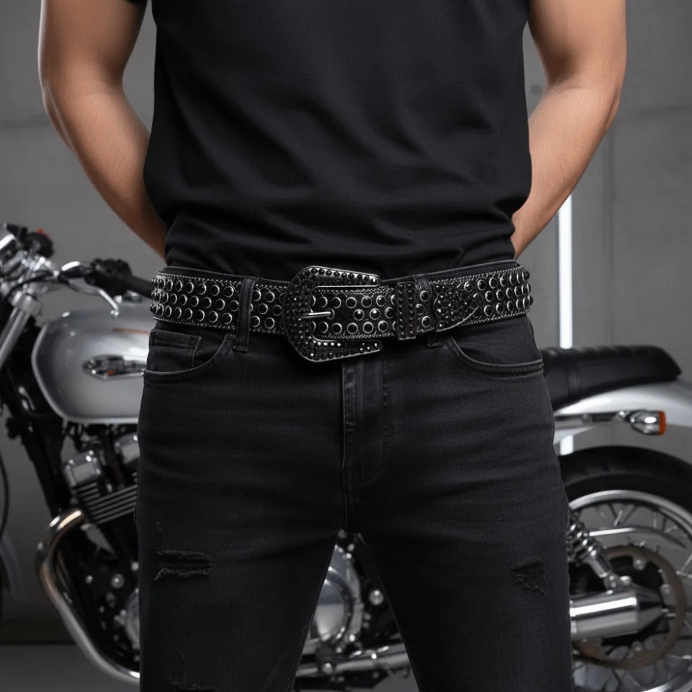 Fully-Loaded Full Rhinestone Belt Shining Solid Color Bling Crystal Waistband Eye Catching Heavy Duty Glitzy Western Belt