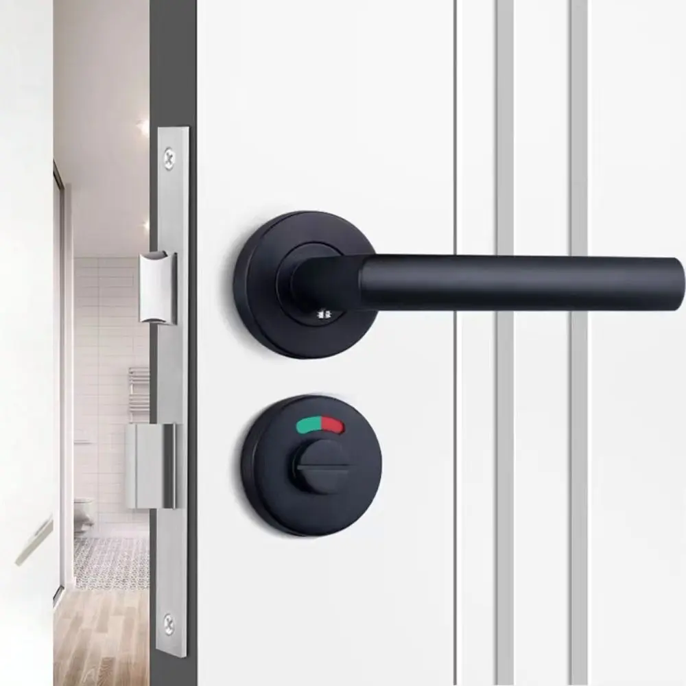 

Stainless Steel Indicator Door Lock Black Color Nylon Plastic Bathroom Bolt Integrated Handle Magnetic Silent