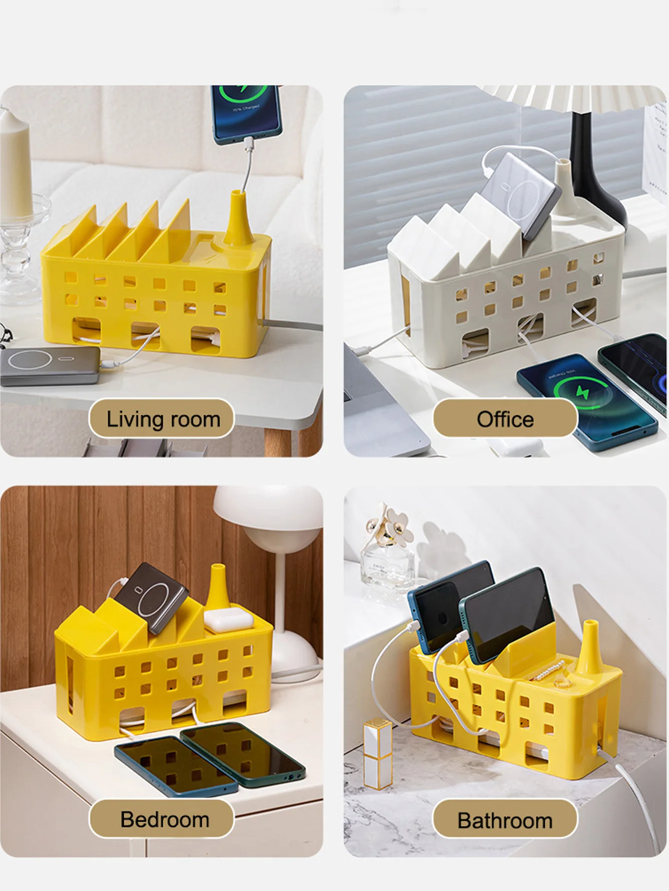 Cable Management Organizer Box Power Strip Wire Rectangular Cord Hider Box Home Office Storage Box Network Line Storage Bin Desk