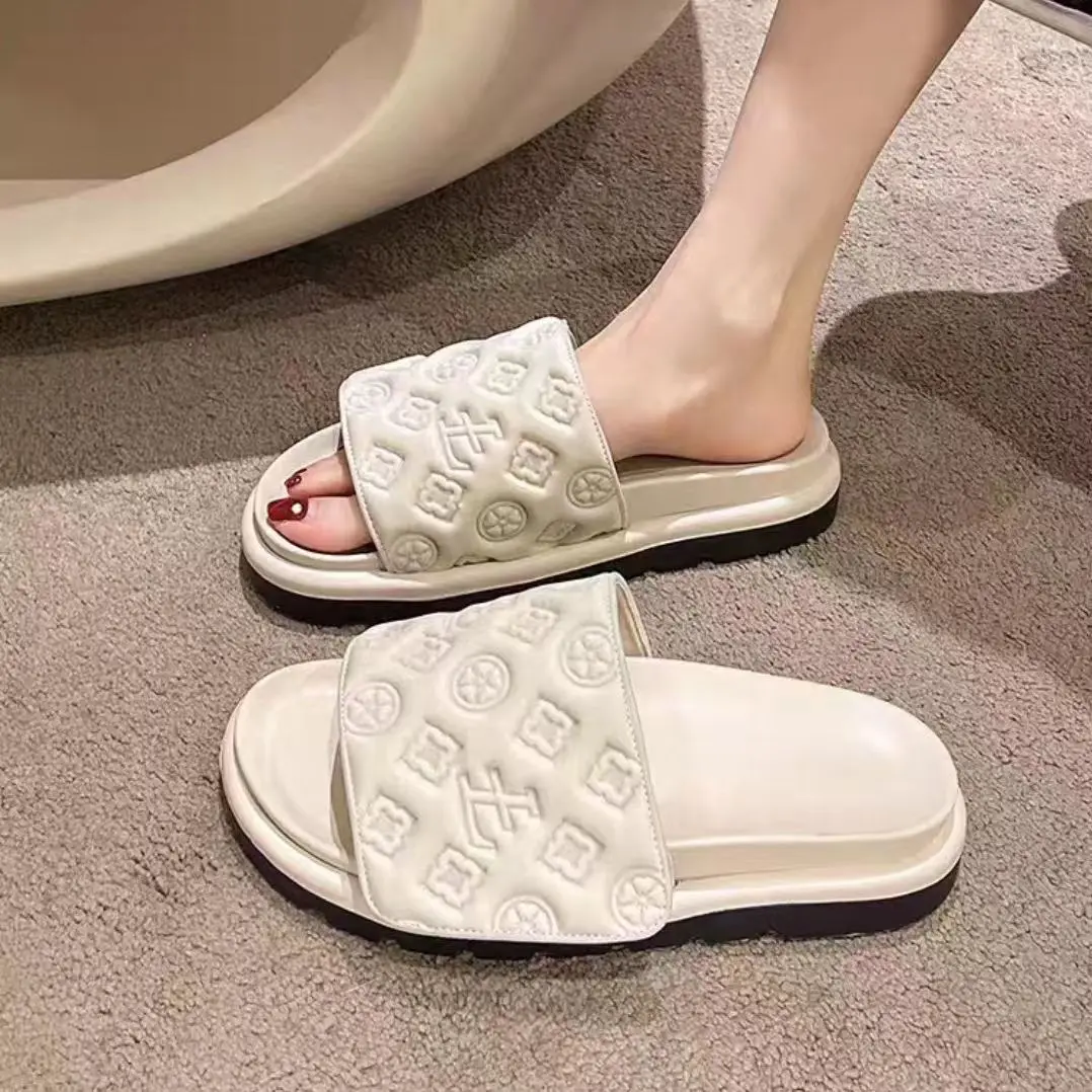 Designers Pool Pillow Mules Women Sandals Sunset Flat Comfort Mules Padded Front Strap Fashionable Easy-to-wear Style Slides