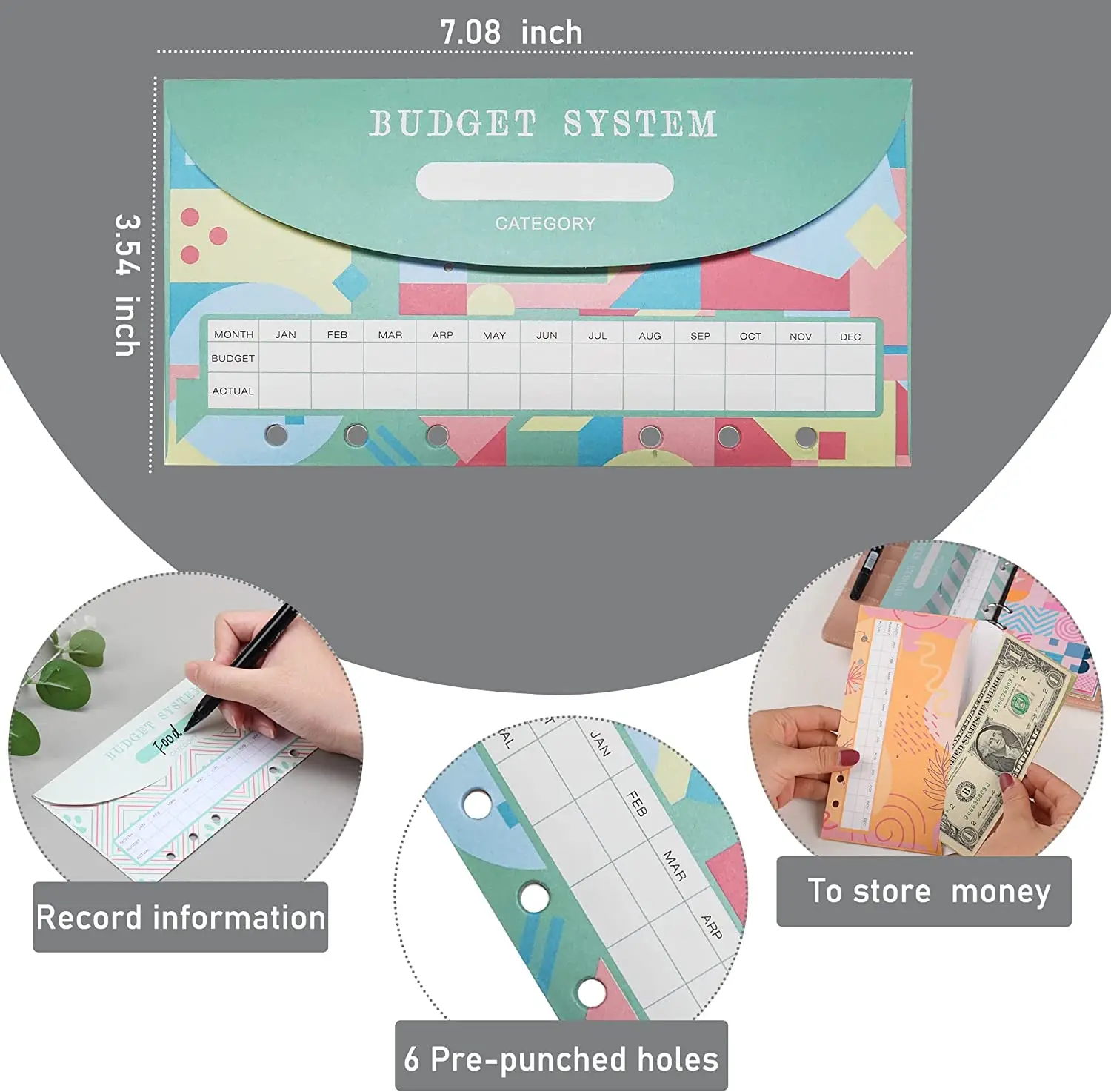 A6 Budget Binder Notebook Envelopes Organizer for Money Saving with Cash Envelopes for Budgeting, Expense Sheets and Marker Pen
