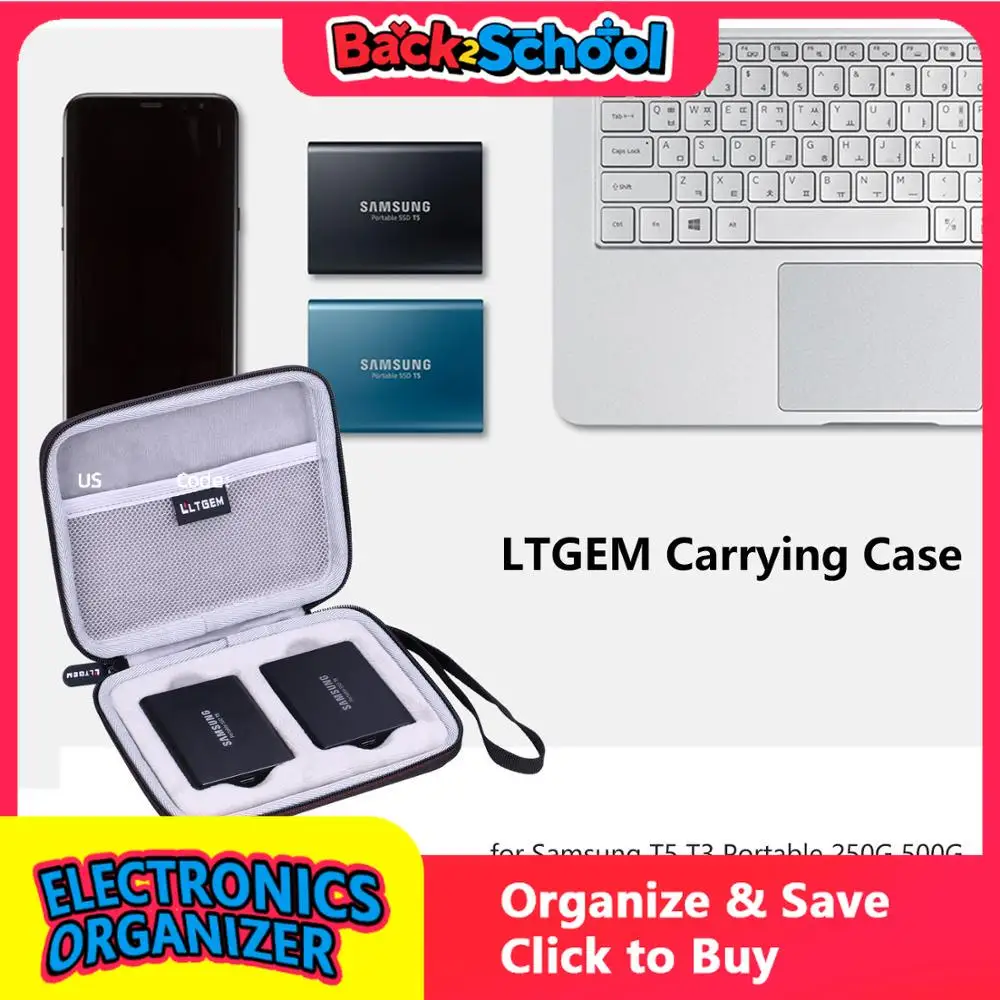 

LTGEM EVA Hard Case for Samsung T5 T3 Portable 250G 500G 1TB 2TB SSD USB3.1 External Solid State Hard Drives(only case!)