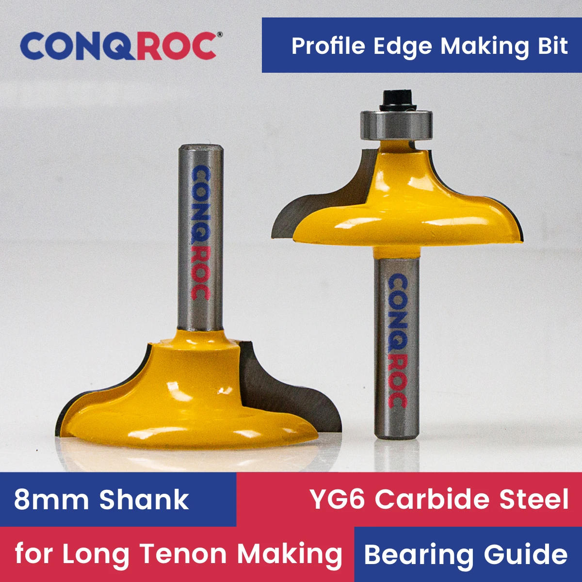 8mm Shank Profile Edge Making Router Bits Set for Long Tenon Tungsten Carbide Woodworking Milling Cutters Kit