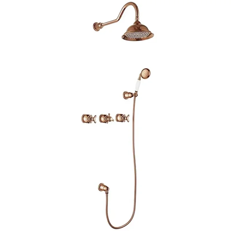 European Style Chrome Antique Bathroom Wall mounted Bath Shower mixer set of Copper top Grade Shower head