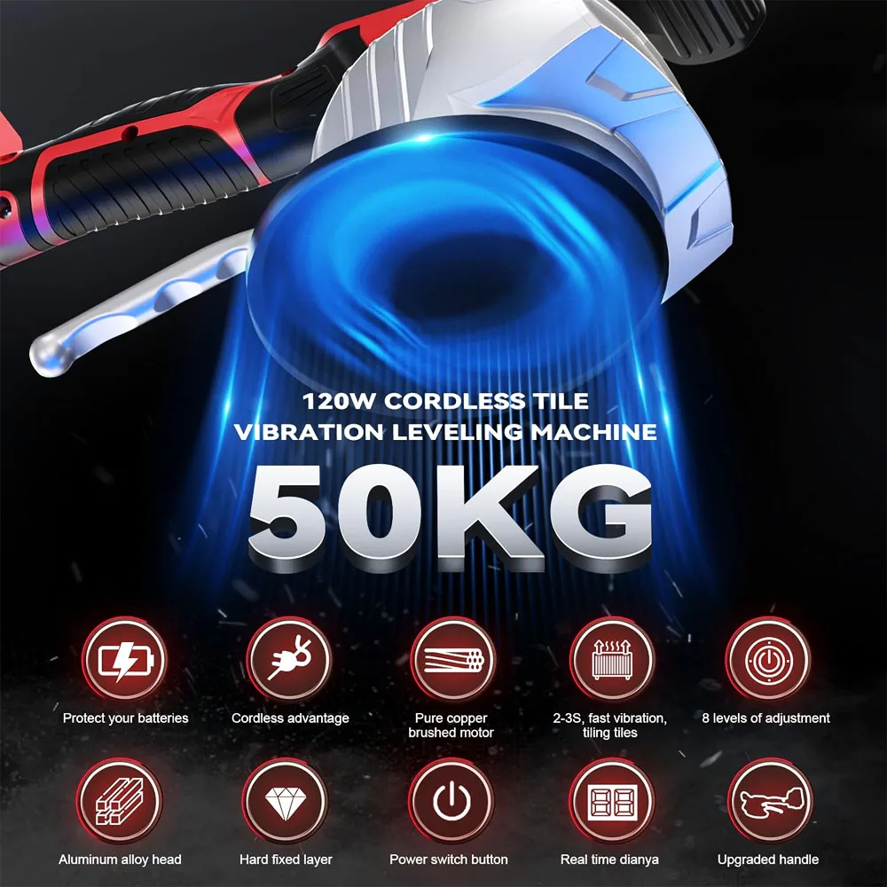 Cordless Tile Vibration Installation Machine for Milwaukee Battery,8 Speed Adjustable Wall Floor Glass Laying Vibrating Tools