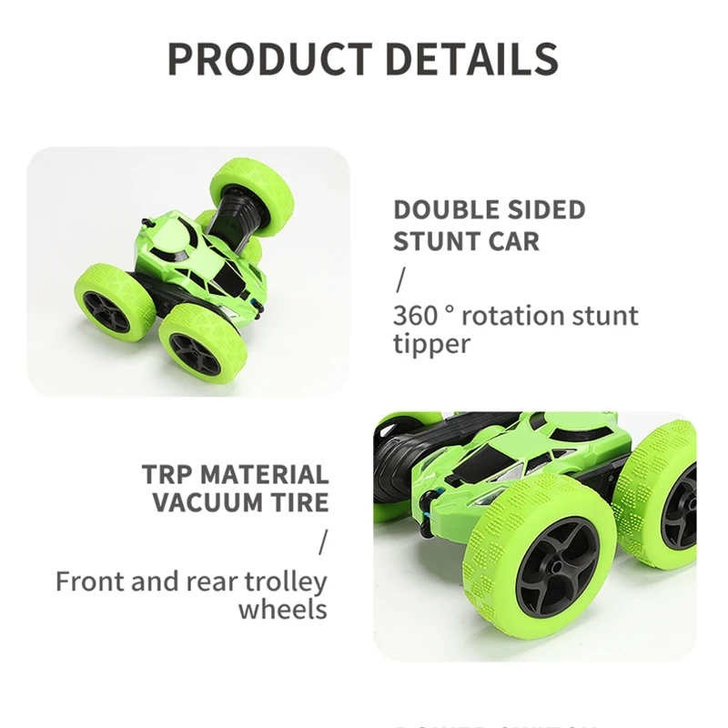 2 ใน 1 รถ RC 2.4 Ghz Stunt Drift รถถังติดตามรถกระโดดรถ 360 °   ของเล่นยานพาหนะ RC แบบพลิกพร้อมไฟ LED