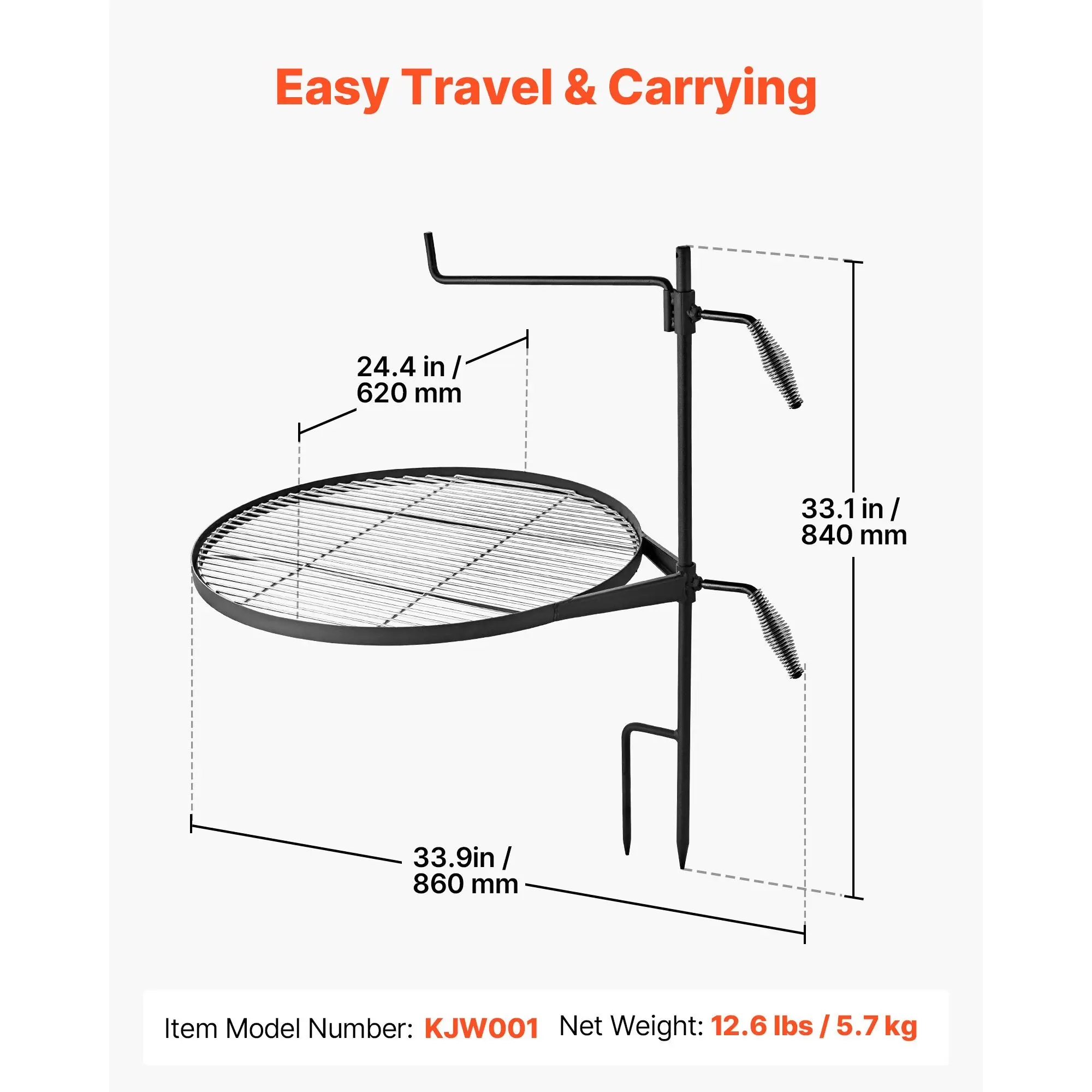 Heavy Duty Swivel Campfire Grill, 24.4