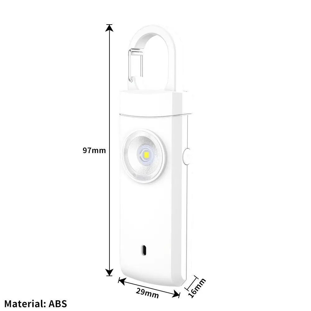 130dB allarme personale portachiavi di sicurezza portatile panico sicurezza emergenza LED torcia portachiavi allarme ABS sirena di allarme di sicurezza