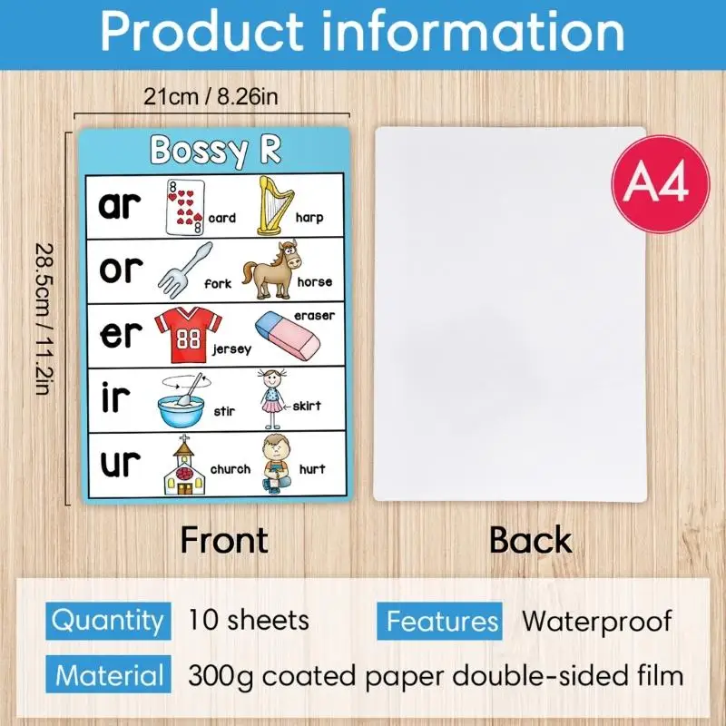10shets Phonics Basic Poster vocali vocali morbidi Sound Baseing Mescooni per bambini