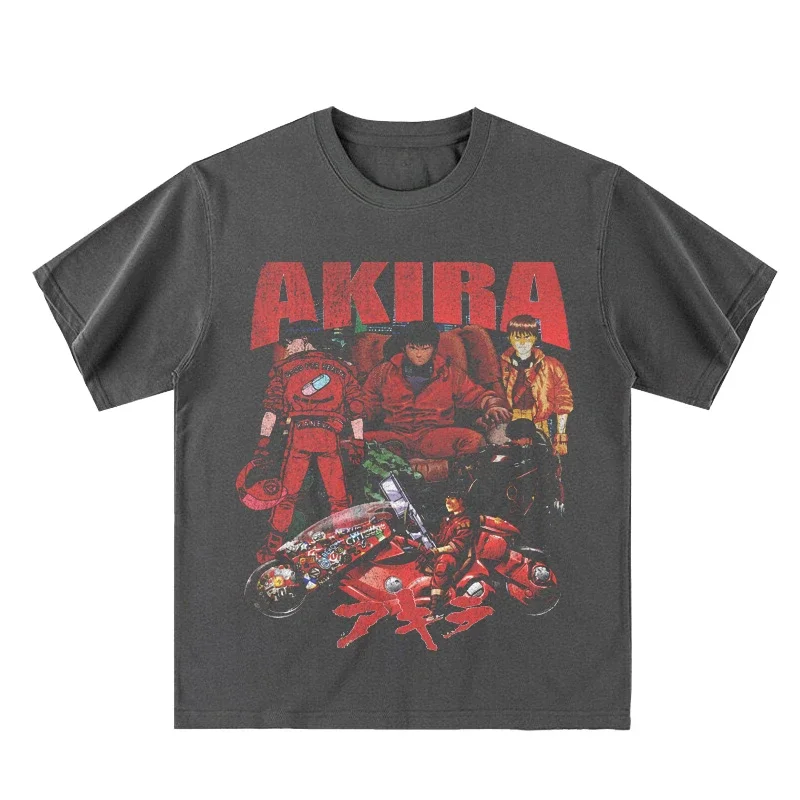 

Summer AKIRA Akira Heavy Short-sleeved T-shirt Vintage American Anime Print Street Cotton Men and Women All-over Top Sport