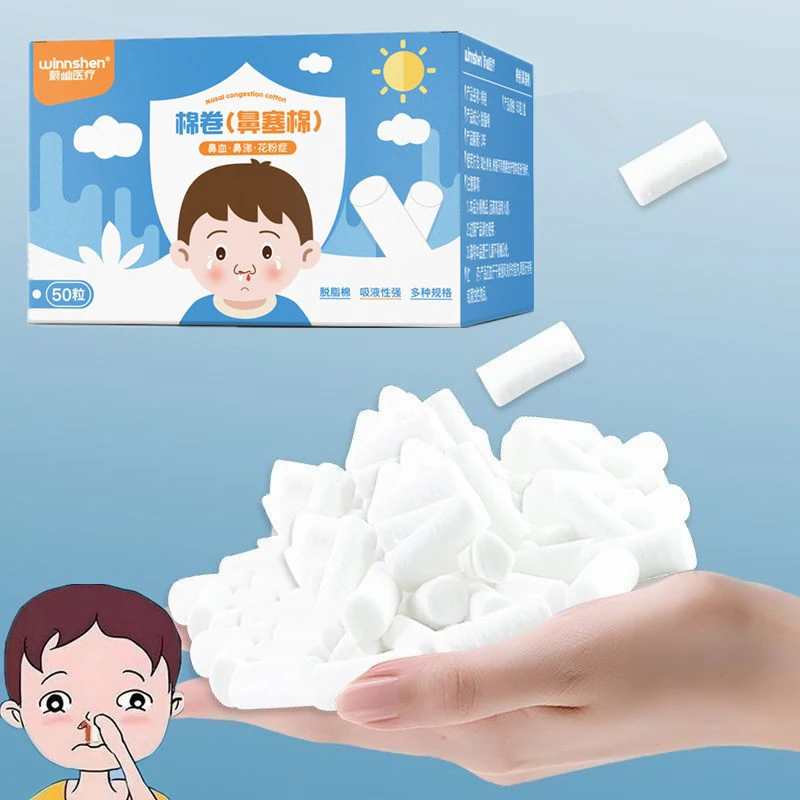 50Pcs Nose Blood Stop Cotton Child Nose Bleeding Runny Nose Nose Spray Cotton Roll Outdoor First Aid Supplies view 3