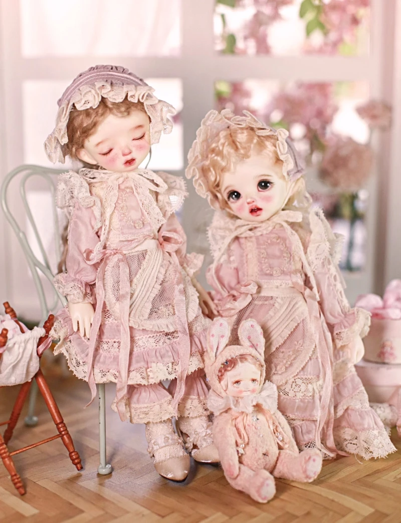 30cm 1/6 bjd dress Pink Long Sleeve dress  suit 5 piece set Gift doll accessories for girls