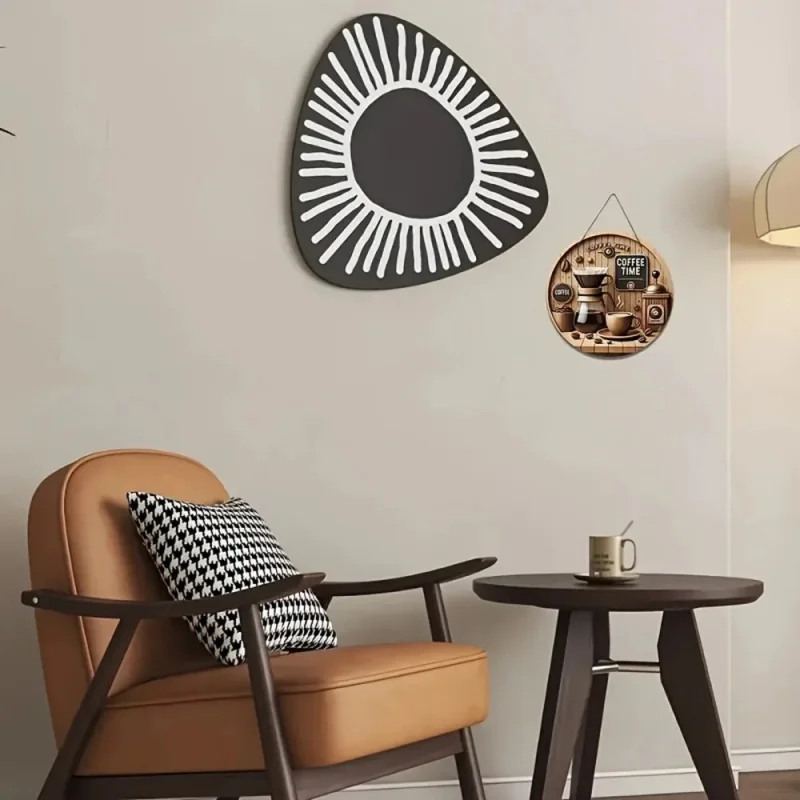 ​​1Vintage Wooden Coffee Time Sign，Coffee Machine and Pouring Coffee Wall Decoration
