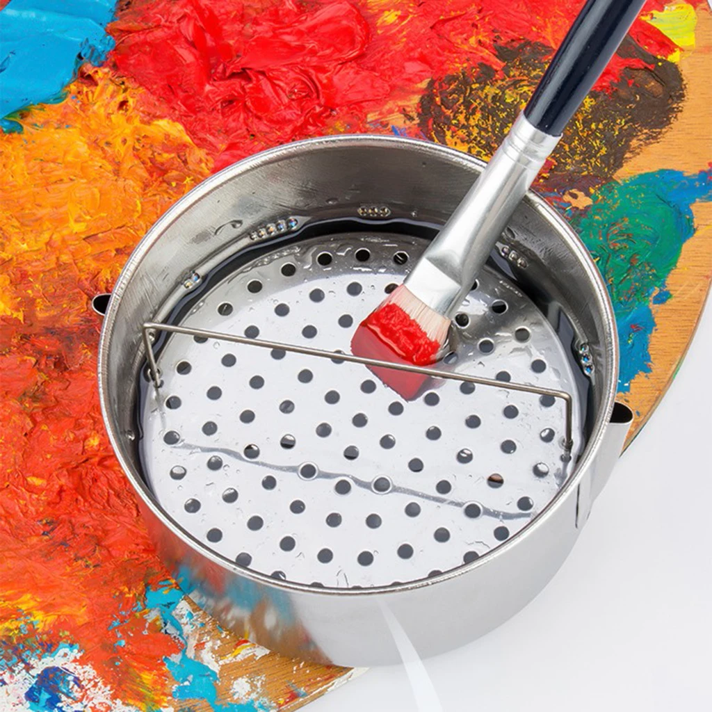 Portable Stainless Steel Premium Brush Washer with Lid and Filter Screen
