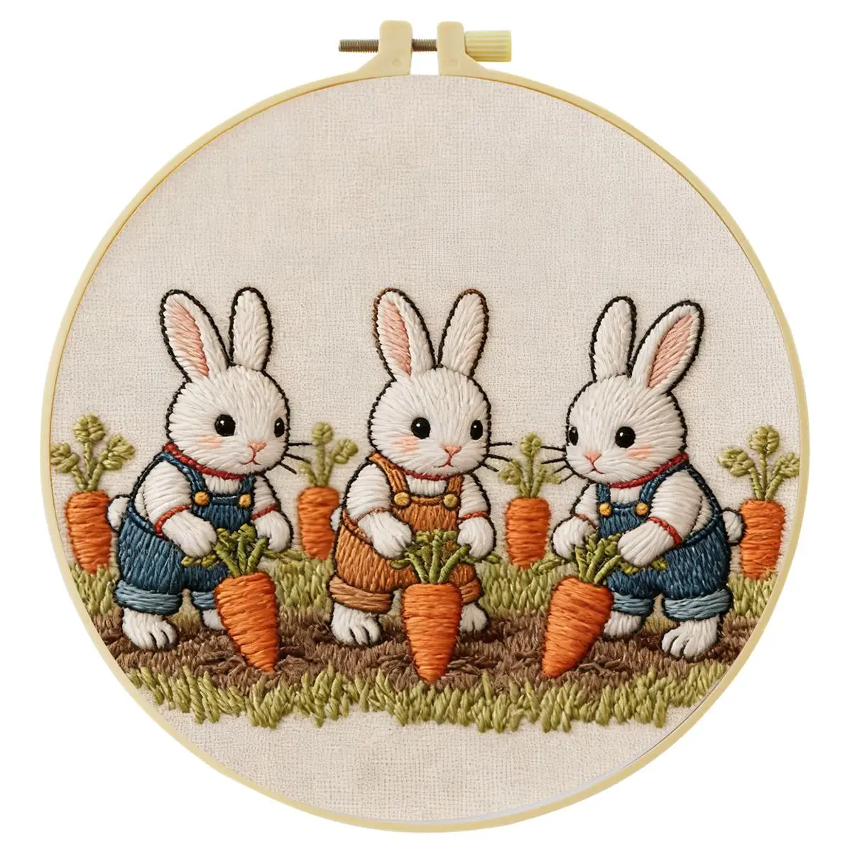 1 Stück 20X20CM/15X15CM 7,87/6,3 Zoll Tier - Hase Stickerei Starter-Kit DIY-Kit DIY-Stickerei-Set Handarbeiten Heimdekoration – Detail 4