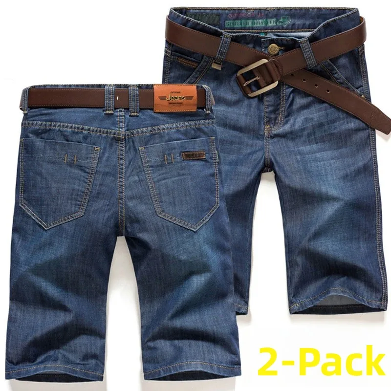 

Summer Thin Denim ort Pants Men Loose Casual Straight Leg Five-Point Pants plus Size Seven-Point Mid-Pants Trendy