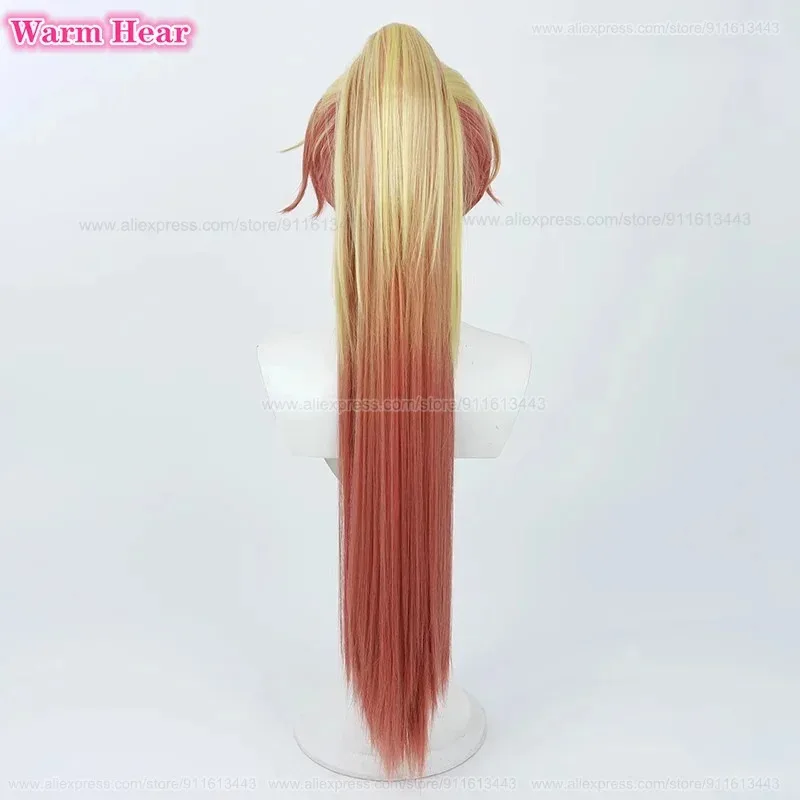 95cm Long Tenma Tsukasa Synthetic Hair Anime Yellow Orange Gradient Ponytail Clip Cosplay Anime Wig Heat Resistant Fibre Wigs