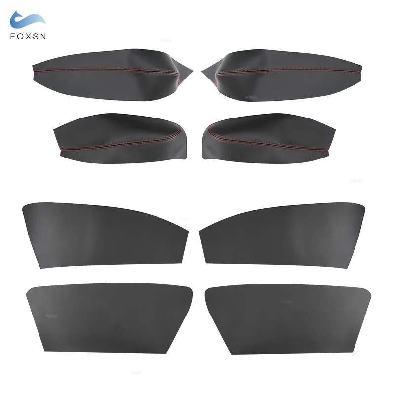 4pcs For Renault Megane 3 2008 2009 2010 2011-2014 Car Interior Door Panel Armrest Leather Cover Trim Black/Gray With Tools