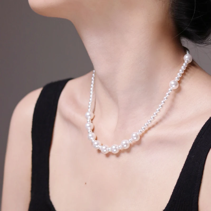 S925 Baroque pearl necklace sterling silver irregular jewelry niche accessories clavicle chain