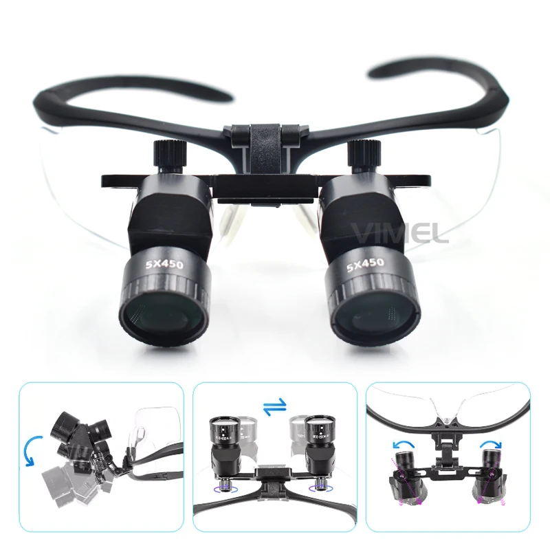 48 Angle Detachable Wireless 5.5X Dental Loupes Magnification Surgical LED Headlamp 350-550mm Working Distance