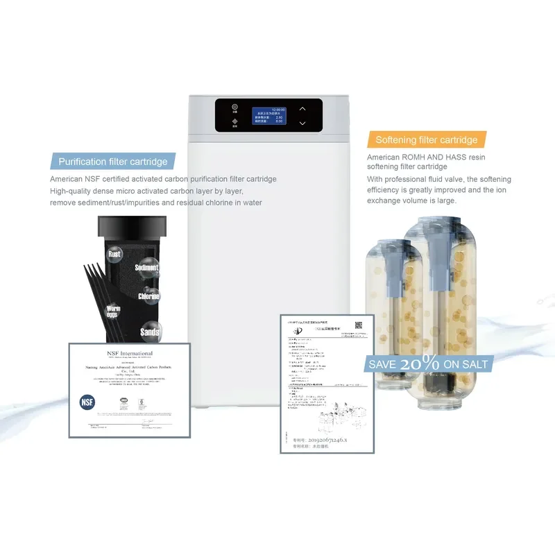 1500LPH Electric Water Softener Automatic Large Flow Capacity Household Manual Hard Water Filter System For Home Kitchen Use