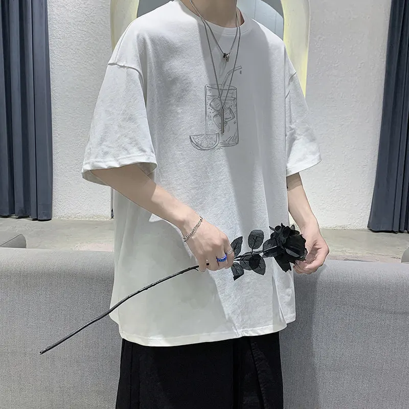 Short-sleeved T-shirt Men's Korean Version Trendy Loose Casual Half-sleeved T-shirt Trendy Ins Teen Students Summer Clothes