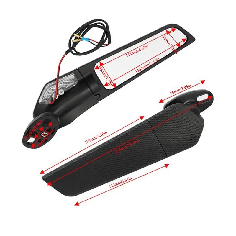 One Set Motorcycle Rearview Side Mirrors With LED Turn Signals Motorbike Aaccessories Turn Indicators Lights mirror