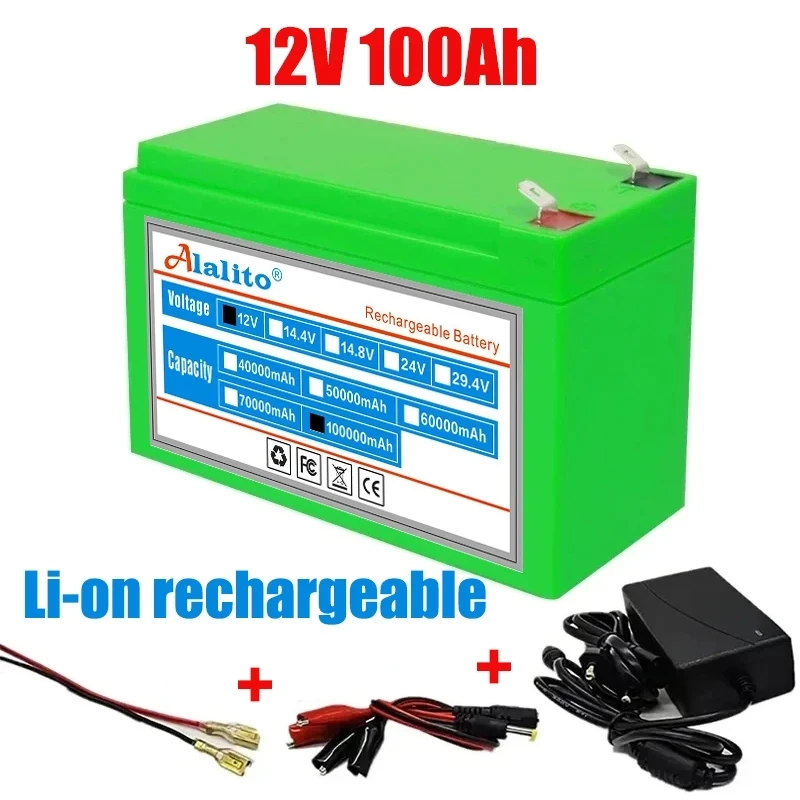 

12V 40Ah 50Ah 100Ah lithium Battery Pack Lithium Iron Phosphate Batteries Built-in BMS For Solar Boat With 12.6V Charger