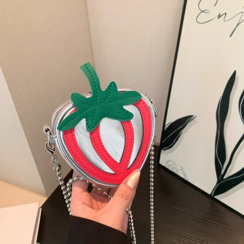 Fashionable New Color Blocked Strawberry Bag for Women Mini Versatile Coin Purse Messenger Bag Mini Lindo Bolso De Bolsillo Cero