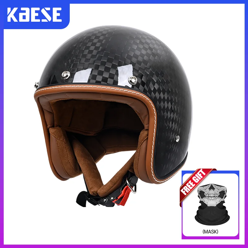 

Exclusive 12K Carbon Fiber Open Face Helmet Hand-Stitched Interior with Memory Foam Used by Professional Riders Worldwide
