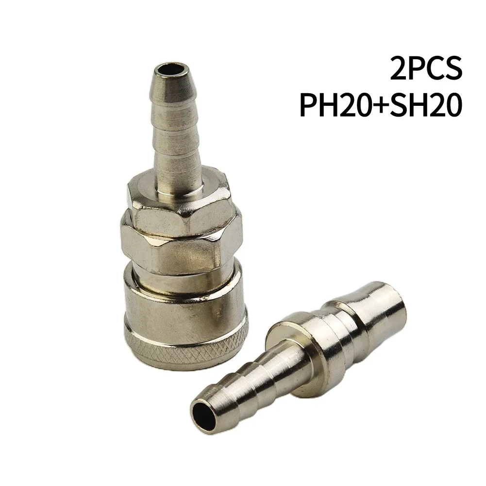 SH20 PH20 konektor selang kuningan 8mm Set adaptor Fitting Barb untuk Air/Air/bahan bakar/garis minyak antibocor Aplikasi Mudah DIY