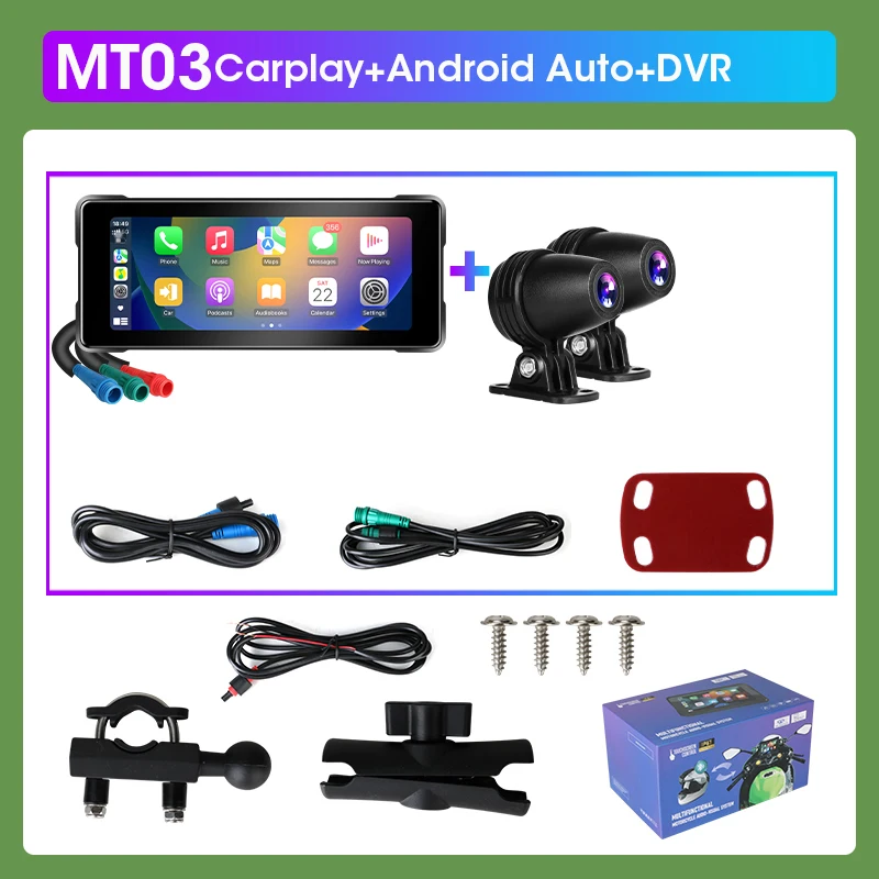 6,86 inch GPS-navigatie motorfiets IPX7 waterdicht Carplay-scherm draagbare motorfiets draadloze Android auto-monitor