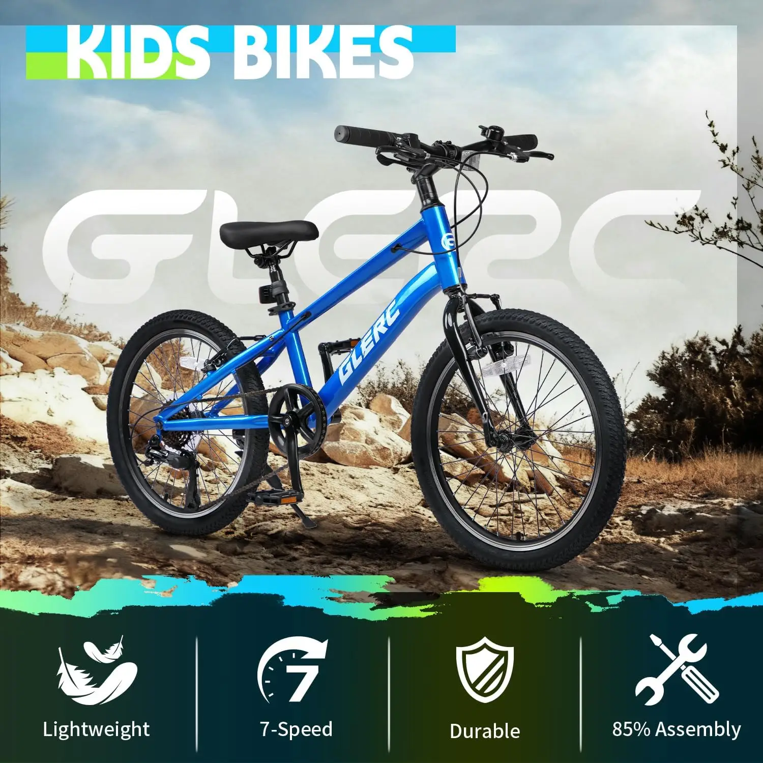 20 24 Inch Kids Bike, 7-Speed Kids Bicycle for Boys & Girls Ages 6-15, Mesa Children Bicycle with Dual Brakes and