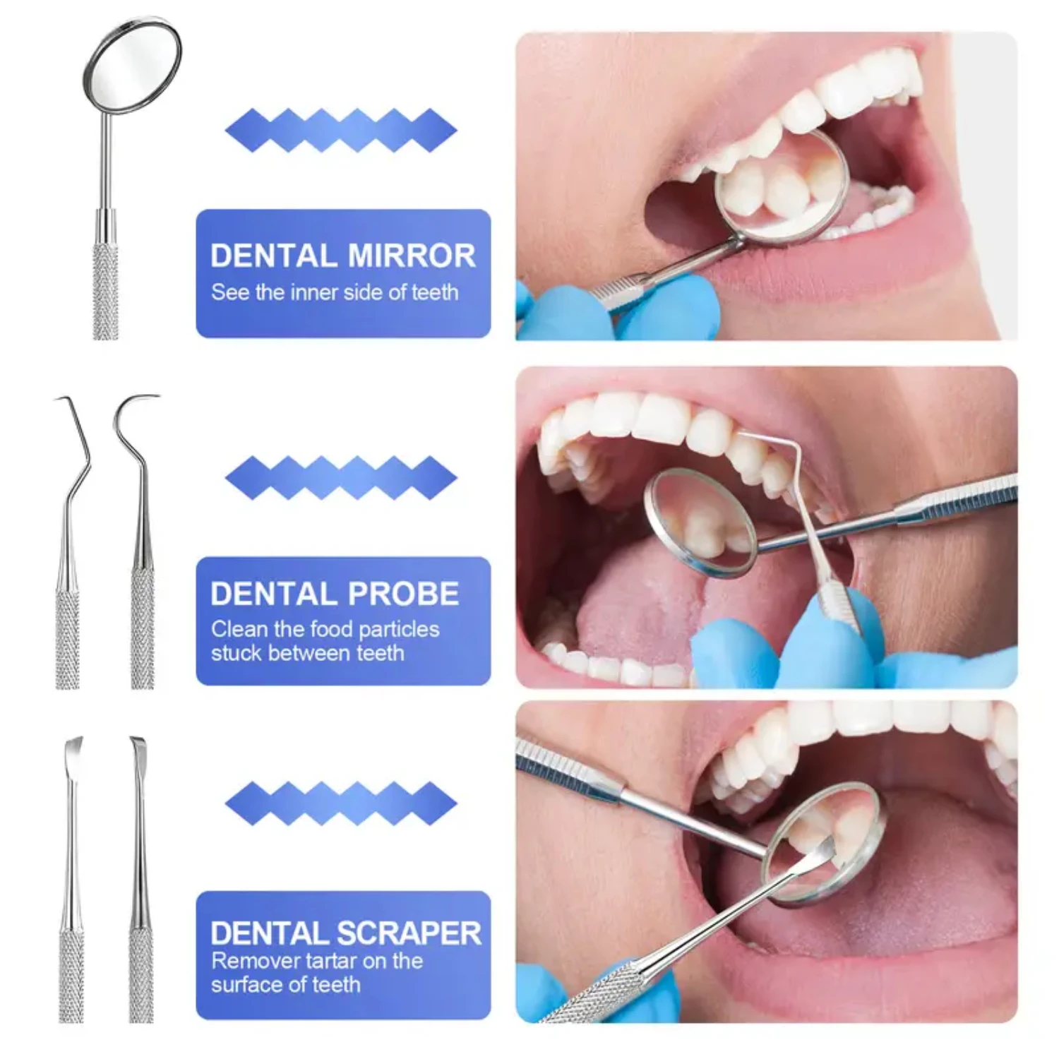 Professional Dental Cleaning Tools Kit - Complete Oral Hygiene Set for Plaque Removal with Dental Mirror, Dental Probe, and Toot